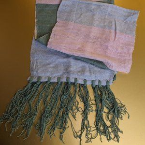 bamboo color block pastel scarf with fringe handmade In Swaziland By Tsandza